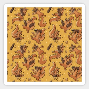 Pattern Peanut Cute Squirrels Yellow Magnet